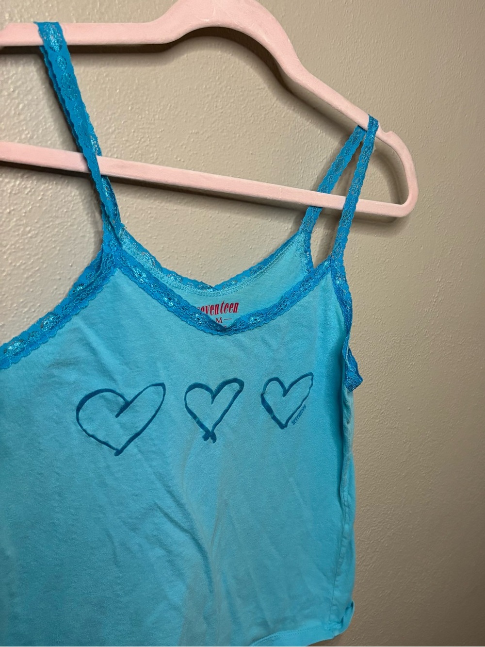 Y2K 2000s seventeen blue cotton lace camisole M
